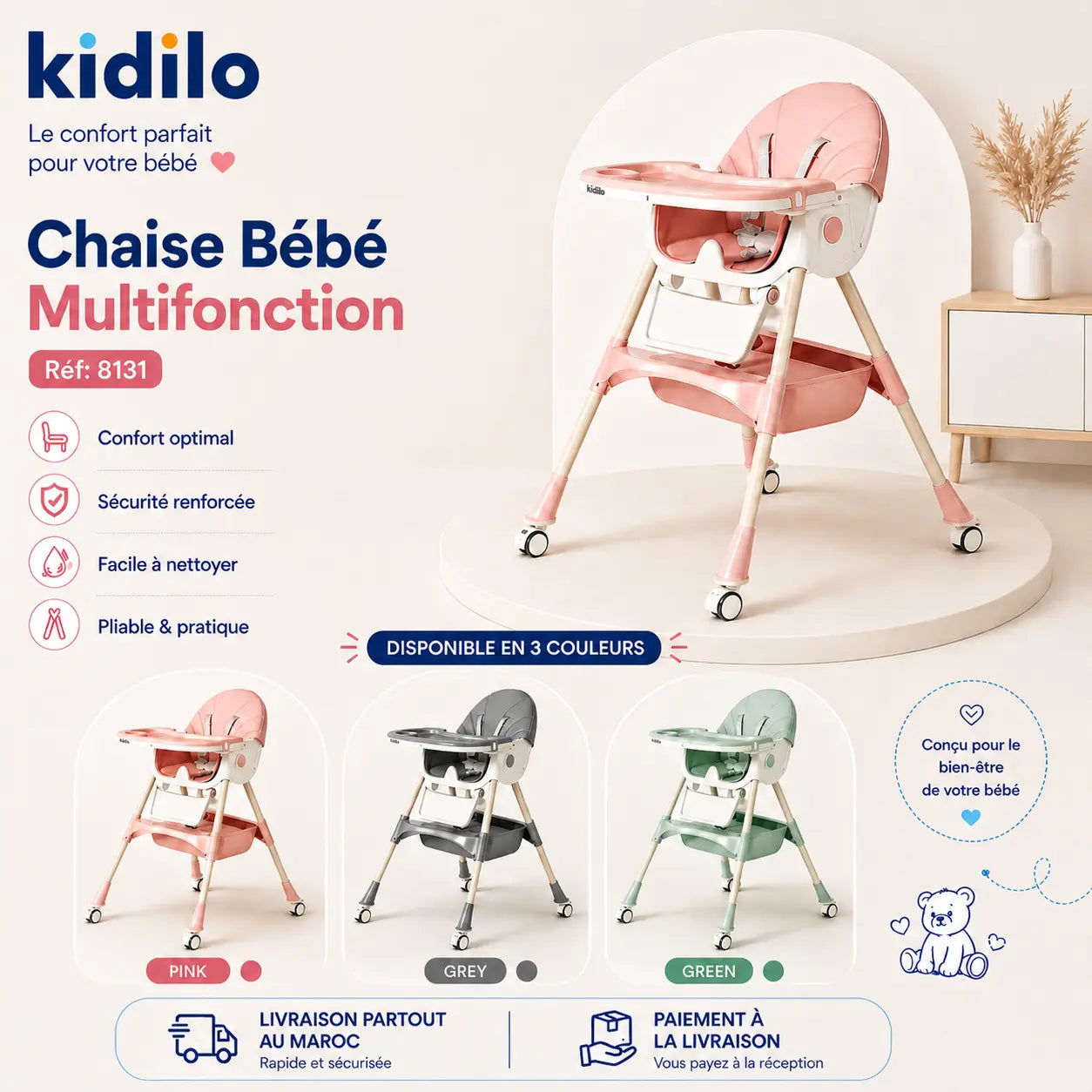 Chaise Bébé Kidilo Multifonction