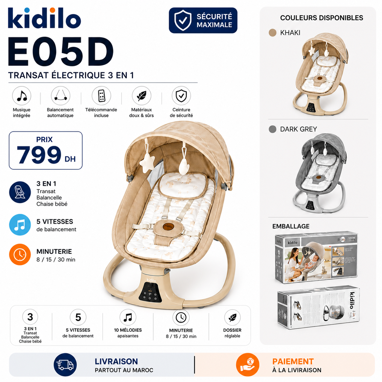 Kidilo Relax Électrique Bébé 3 en 1